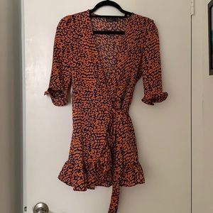 Wrap print dress
